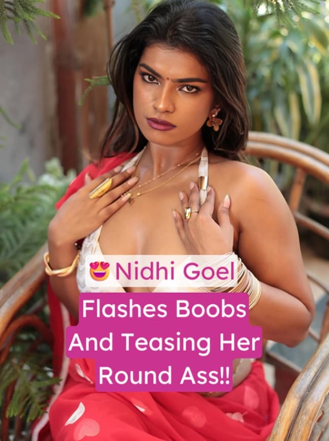 Famous Influencer Nidhi Goel Bikini Strap Slip Flashes Boobs And Teases Round Ass